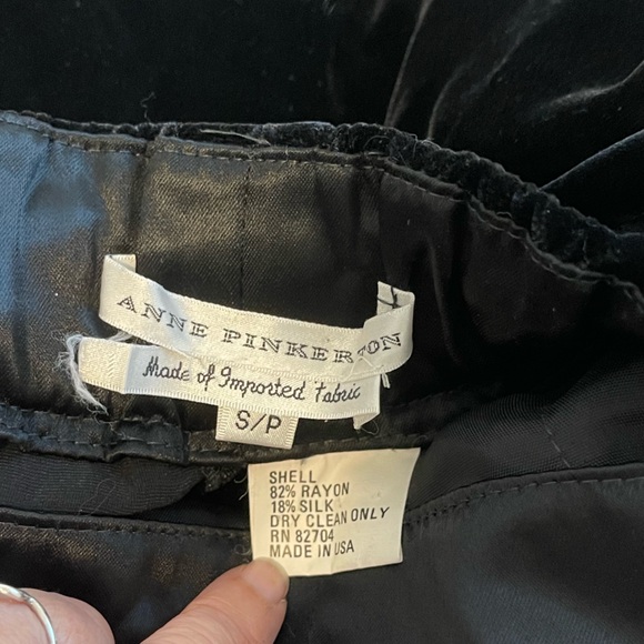 Anne Pinkerton Black Velvet Rayon/Silk Wide Leg Pants Size Small - Picture 3 of 3